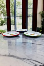 16 Cm 3 Parça 3 Renk Emaye Tabak 3 Kişilik Kahve Tabağı, Servis Tabağı Çerez Tabağı, Hediye,