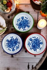 16 Cm 3 Parça 3 Renk Emaye Tabak 3 Kişilik Kahve Tabağı, Servis Tabağı Çerez Tabağı, Hediye,