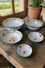 20cm-24cm-32 Cm-36 Cm-40 Cm 5 li Emaye Leğen Çırpma Ve Karıştırma Kabı, Hamur Leğeni,Meyvelik, Çeyiz