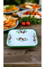 22 No Emaye Dörtgen Tabak Meze Kahvaltılık Kamp Piknik