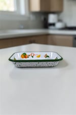 22 No Emaye Dörtgen Tabak Meze Kahvaltılık Kamp Piknik