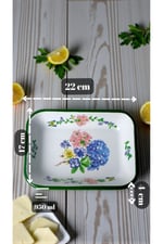 22 No Emaye Dörtgen Tabak Meze Kahvaltılık Kamp Piknik