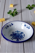 24 Cm Emaye Kase Tabak, Çukur Tabak, Salata Tabak, Cips Tabak