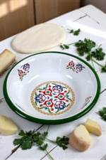 24 Cm Emaye Kase Tabak, Çukur Tabak, Salata Tabak, Cips Tabak