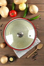 26 No 5L. Emaye Tencere, Servis, Yemek Kamp, Piknik, Çeyiz