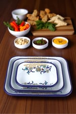 28-22-13 No Emaye Dörtgen Tabak Meze Kahvaltılık Kamp Piknik