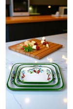 28-22-13 No Emaye Dörtgen Tabak Meze Kahvaltılık Kamp Piknik