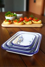 28-22-13 No Emaye Dörtgen Tabak Meze Kahvaltılık Kamp Piknik