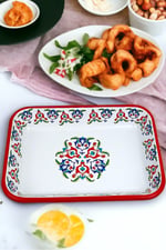 28 No Emaye Dörtgen Tabak Meze Kahvaltılık Kamp Piknik