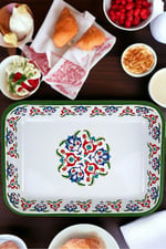 28 No Emaye Dörtgen Tabak Meze Kahvaltılık Kamp Piknik