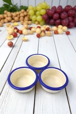3 Parça 10Cm Emaye Dik Tabak Set , Kahvaltı Tabağı, Reçellik, Zeytin, Peynir Tabağı, Çeyiz, Hediye