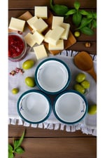 3 Parça 10Cm Emaye Dik Tabak Set , Kahvaltı Tabağı, Reçellik, Zeytin, Peynir Tabağı, Çeyiz, Hediye