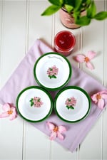 3 Parça 10Cm Emaye Dik Tabak Set , Kahvaltı Tabağı, Reçellik, Zeytin, Peynir Tabağı, Çeyiz, Hediye