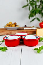 3 Parça 10Cm Emaye Dik Tabak Set , Kahvaltı Tabağı, Reçellik, Zeytin, Peynir Tabağı, Çeyiz, Hediye