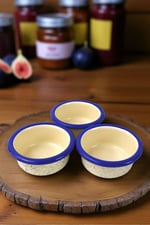 3 Parça 10Cm Emaye Dik Tabak Set , Kahvaltı Tabağı, Reçellik, Zeytin, Peynir Tabağı, Çeyiz, Hediye