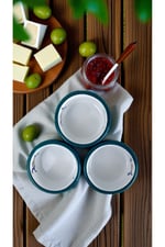 3 Parça 10Cm Emaye Dik Tabak Set , Kahvaltı Tabağı, Reçellik, Zeytin, Peynir Tabağı, Çeyiz, Hediye