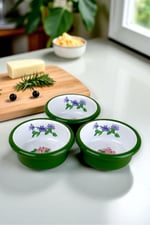 3 Parça 10Cm Emaye Dik Tabak Set , Kahvaltı Tabağı, Reçellik, Zeytin, Peynir Tabağı, Çeyiz, Hediye