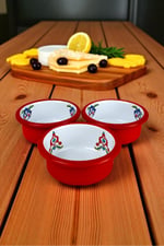 3 Parça 10Cm Emaye Dik Tabak Set , Kahvaltı Tabağı, Reçellik, Zeytin, Peynir Tabağı, Çeyiz, Hediye