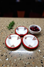 3 Parça 14Cm Emaye Tabak Set ,Kahvaltı Tabağı,Reçellik, Zeytin, Peynir Tabağı, Çeyiz, Yılbaşı Hediye
