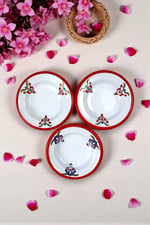 3 Parça 14Cm Emaye Tabak Set ,Kahvaltı Tabağı,Reçellik, Zeytin, Peynir Tabağı, Çeyiz, Yılbaşı Hediye