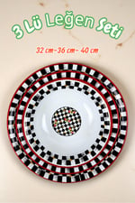 32 Cm-36 Cm-40 Cm 3 Lü Emaye Leğen Çırpma Ve Karıştırma Kabı, Hamur Leğeni,Meyvelik, Çeyiz, Hediye,