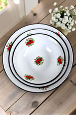 32 Cm-36 Cm-40 Cm 3 Lü Emaye Leğen Çırpma Ve Karıştırma Kabı, Hamur Leğeni,Meyvelik, Çeyiz, Hediye,