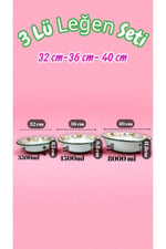 32 Cm-36 Cm-40 Cm 3 Lü Emaye Leğen Çırpma Ve Karıştırma Kabı, Hamur Leğeni,Meyvelik, Çeyiz, Hediye,