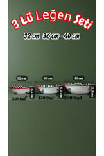 32 Cm-36 Cm-40 Cm 3 Lü Emaye Leğen Çırpma Ve Karıştırma Kabı, Hamur Leğeni,Meyvelik, Çeyiz, Hediye,