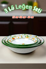 32 Cm-36 Cm-40 Cm 3 Lü Emaye Leğen Çırpma Ve Karıştırma Kabı, Hamur Leğeni,Meyvelik, Çeyiz, Hediye,