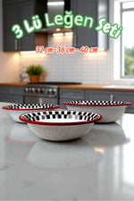 32 Cm-36 Cm-40 Cm 3 Lü Emaye Leğen Çırpma Ve Karıştırma Kabı, Hamur Leğeni,Meyvelik, Çeyiz, Hediye,