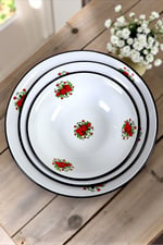 32 Cm-36 Cm-40 Cm 3 Lü Emaye Leğen Çırpma Ve Karıştırma Kabı, Hamur Leğeni,Meyvelik, Çeyiz, Hediye,