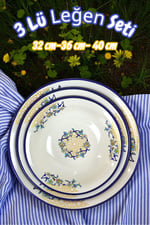 32 Cm-36 Cm-40 Cm 3 Lü Emaye Leğen Çırpma Ve Karıştırma Kabı, Hamur Leğeni,Meyvelik, Çeyiz, Hediye,