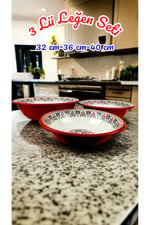 32 Cm-36 Cm-40 Cm 3 Lü Emaye Leğen Çırpma Ve Karıştırma Kabı, Hamur Leğeni,Meyvelik, Çeyiz, Hediye,