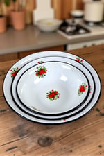 32 Cm-36 Cm-40 Cm 3 Lü Emaye Leğen Çırpma Ve Karıştırma Kabı, Hamur Leğeni,Meyvelik, Çeyiz, Hediye,