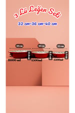 32 Cm-36 Cm-40 Cm 3 Lü Emaye Leğen Çırpma Ve Karıştırma Kabı, Hamur Leğeni,Meyvelik, Çeyiz, Hediye,