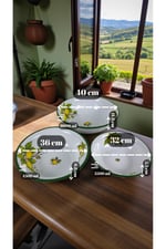 32 Cm-36 Cm-40 Cm 3 Lü Emaye Leğen Çırpma Ve Karıştırma Kabı, Hamur Leğeni,Meyvelik, Çeyiz, Hediye,