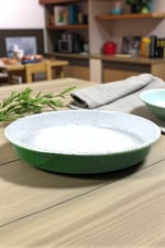 34 No Emaye Fırın Tepsi Yuvarlak Tepsi ~34 Cm