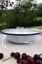 36 Cm 4,5 Litre Emaye Leğen Çırpma ve Karıştırma Kabı, Hamur Leğeni. Meyvelik. Çeyiz.  Büyük Kase