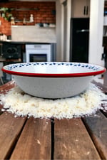 36 Cm 4,5 Litre Emaye Leğen Çırpma ve Karıştırma Kabı, Hamur Leğeni. Meyvelik. Çeyiz.  Büyük Kase