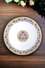 40 No Emaye Sini Sofra, Yemek Sunum Tepsi, Yer Sofrası Çinko ~38 Cm