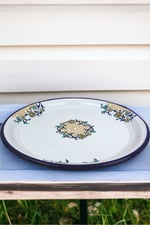 40 No Emaye Sini Sofra, Yemek Sunum Tepsi, Yer Sofrası Çinko ~38 Cm