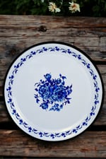 40 No Emaye Sini Sofra, Yemek Sunum Tepsi, Yer Sofrası Çinko ~38 Cm