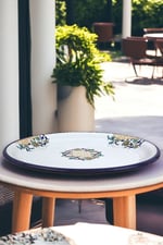 40 No Emaye Sini Sofra, Yemek Sunum Tepsi, Yer Sofrası Çinko ~38 Cm