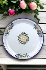 40 No Emaye Sini Sofra, Yemek Sunum Tepsi, Yer Sofrası Çinko ~38 Cm