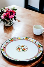 40 No Emaye Sini Sofra, Yemek Sunum Tepsi, Yer Sofrası Çinko ~38 Cm