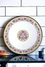 40 No Emaye Sini Sofra, Yemek Sunum Tepsi, Yer Sofrası Çinko ~38 Cm