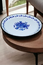 40 No Emaye Sini Sofra, Yemek Sunum Tepsi, Yer Sofrası Çinko ~38 Cm