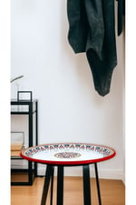 40 No kırmızı kenar Emaye Sini Sofra, Yemek Sunum Tepsi, Yer Sofrası Çinko ~38 Cm 1mm.KALIN ÜRÜN