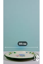 40 No Krem Emaye Sini Sofra, Yemek Sunum Tepsi, Yer Sofrası Çinko ~38 Cm