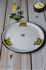 50 No Emaye Sini Sofra, Yemek Sunum Tepsi, Yer Sofrası Çinko ~48 Cm